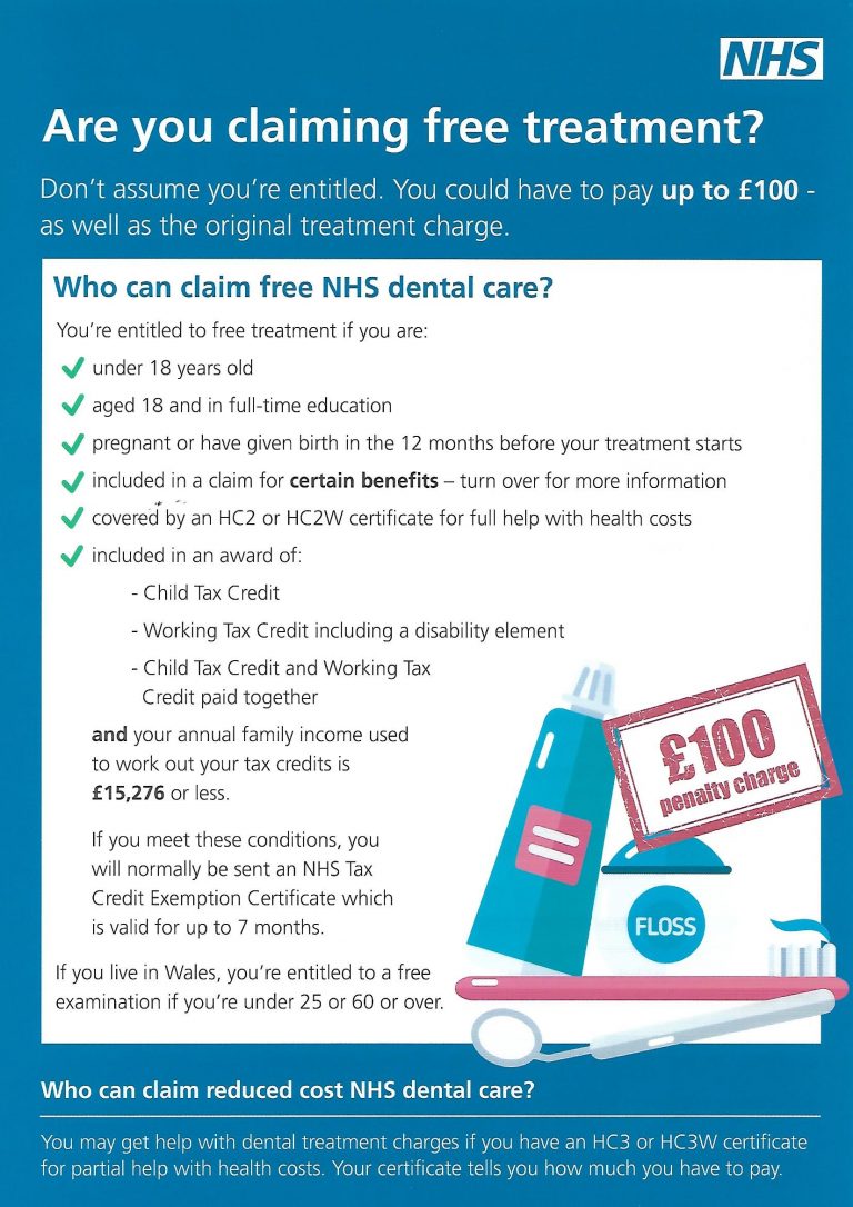 St Annes Dental Clinic NHS Charge Bands Fee Guide